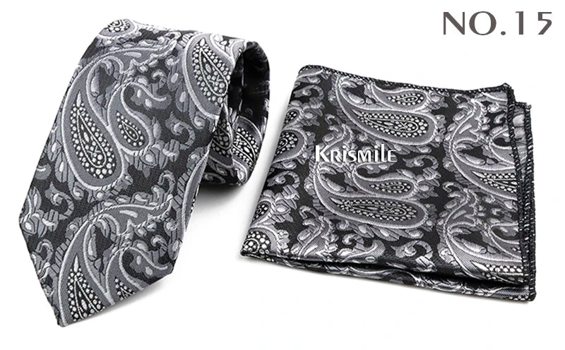 Novelty Paisley Tie Pocket Square Set For Men Skinny Slim 6cm Necktie Fit Business Wedding Party Stage Host Daily Wear Accessory