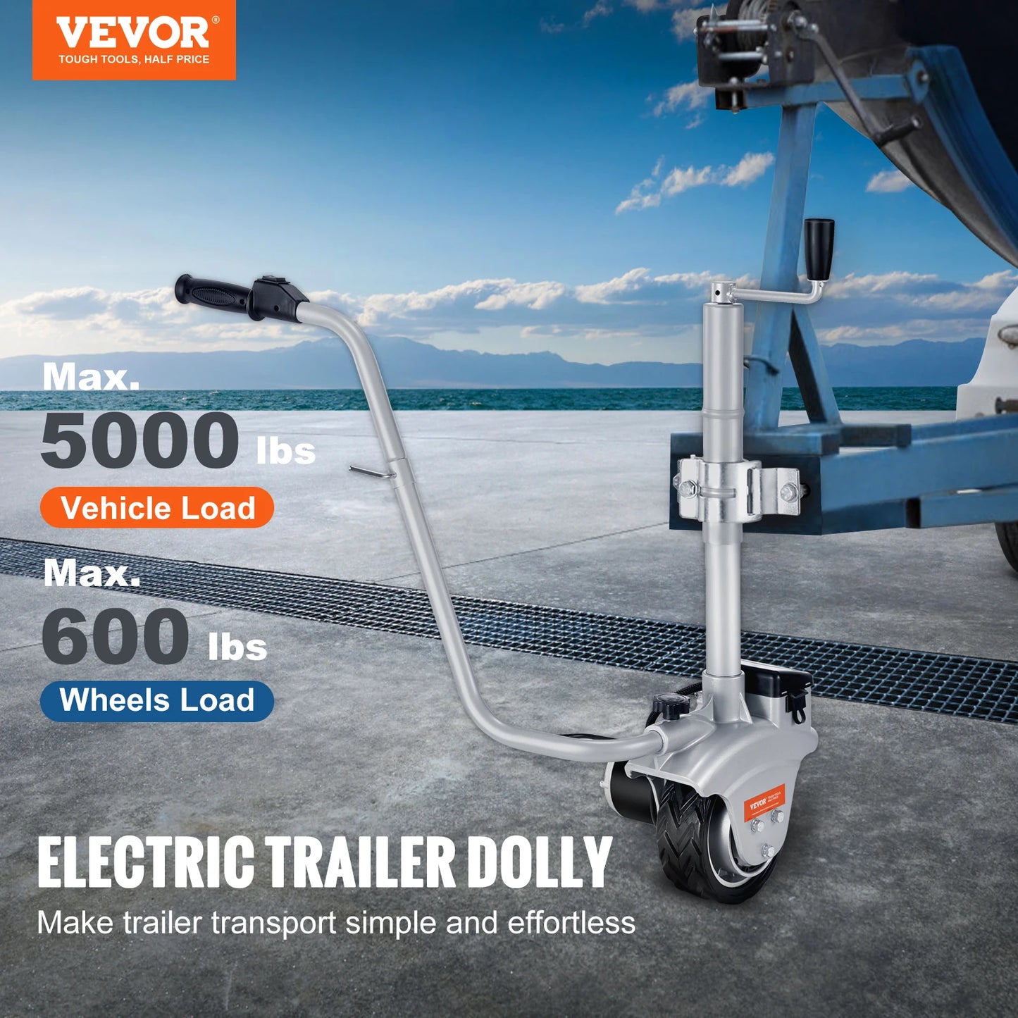 VEVOR 5000lbs Elektrischer Trailer-Dolly 12V Trailer-Jockey-Rad mit 22 ft/min Geschwindigkeit & Adjustable Höhe für Caravan-Boat-Bewegung