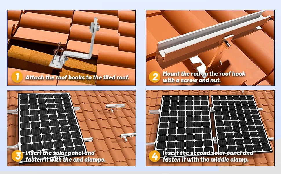 Solar-Montagesystem 2025 - CP-SETUNO Panel-Mounting-Set 300mm Aluminium Rail - Photovoltaik Befestigungssystem