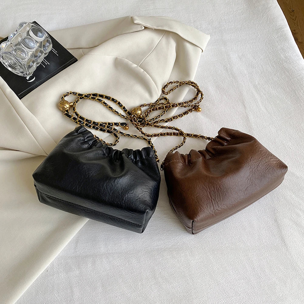 Women Crossbody Tote Bag PU Leather Pleatd Hobo Bag Versatile Messenger Bag Satchel Sling Bag Girl Stylish Purse