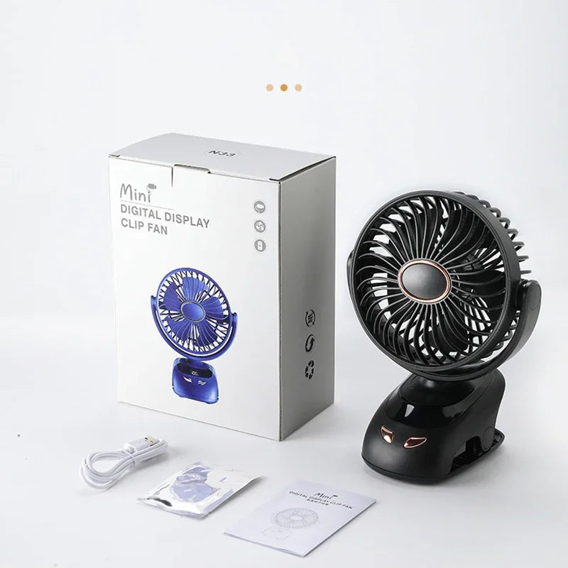 3000mAh Portable Clip Fans USB Rechargeable Wireless Handheld Desk Fan 90° Rotation Cooling 5 Speed Quiet Small Fan for Home
