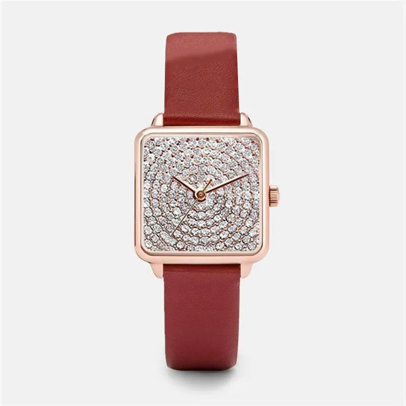 Luxuriöse Strass Damenuhren - Top Marke Elegante Quadratische Analog Quarz Uhr - Modische Damenuhr Geschenk
