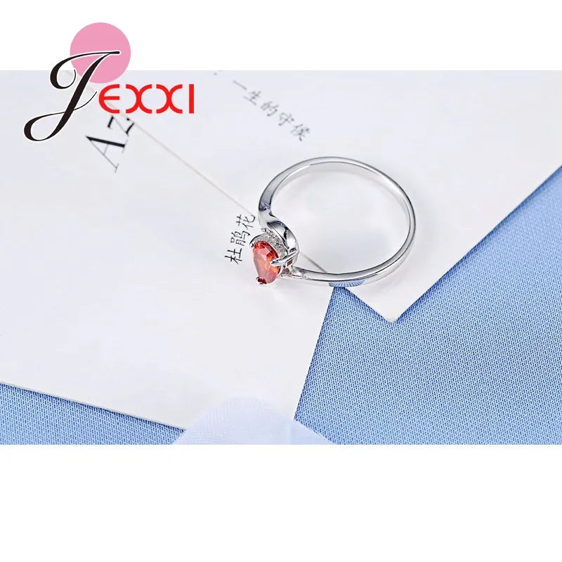 Twist Design With Teardrop Red Zircons 925 Sterling Silver Color Finger Ring For Women Party Engagement Charming Accessory