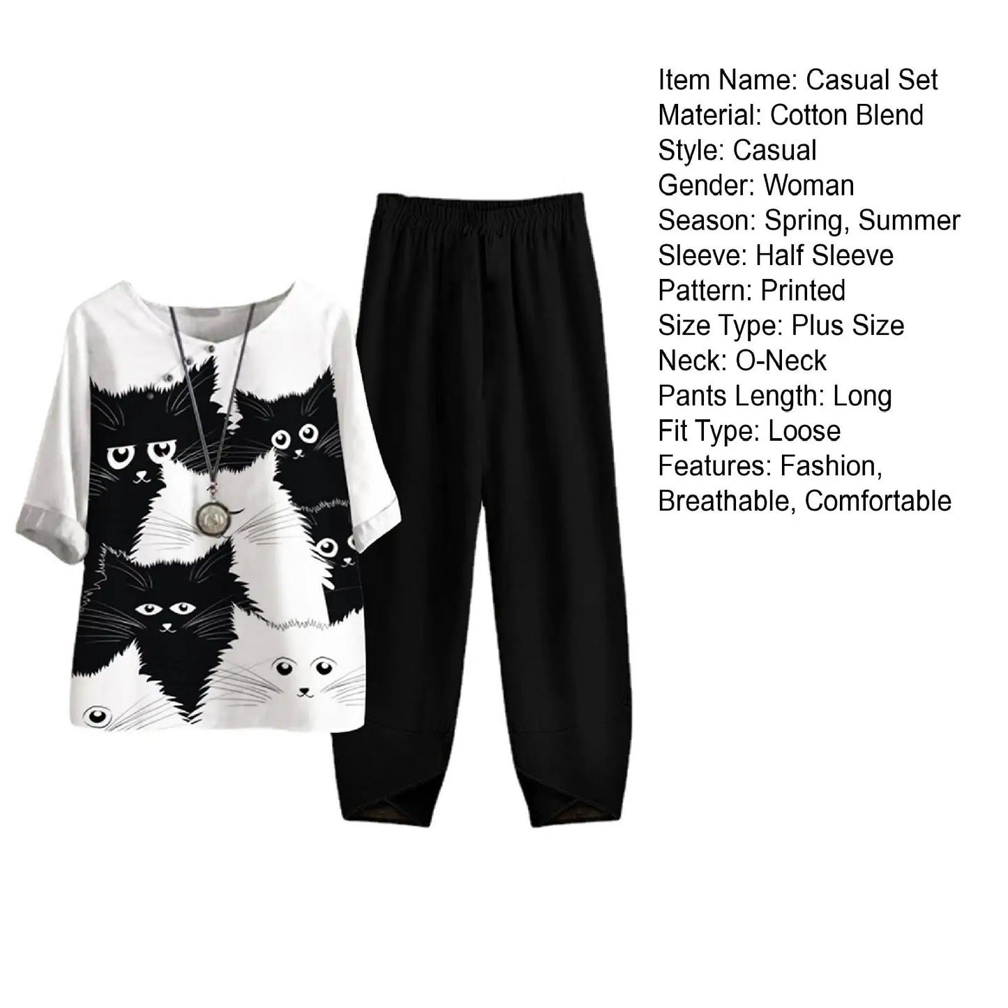 Elegant  Women Outfit Breathable Flower Pattern Blouse Trousers Half Sleeves Soft Blouse Pants Spring Clothes