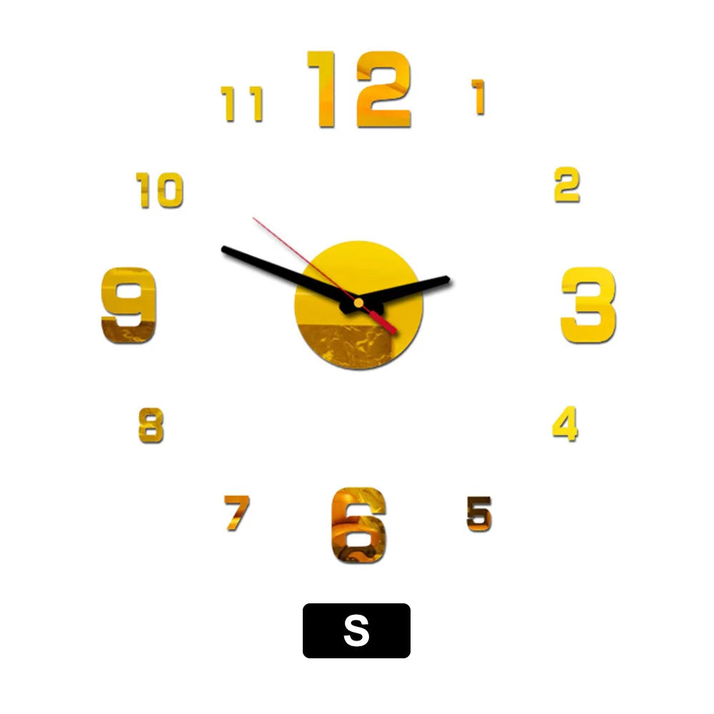 Modern Design Wall Clock 3D DIY Silent Wall Clocks Acrylic Mirror Stickers for Bedroom Bedside Clock Easy Install