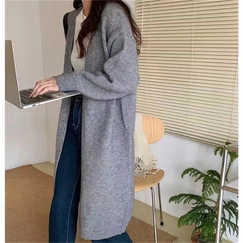 Mooclound PYTZX-b108 Lang Strickcardigan- Baumwolle Größe SL