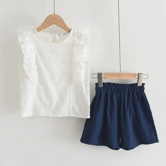 Bear Leader Neuer Sommer Casual Kinder Sets Chiffon Blumen Blau T-Shirt Hosen Mädchen Kleidung Sets Kinder Sommer Set für 3-7 Jahre - Golden Bridge Store