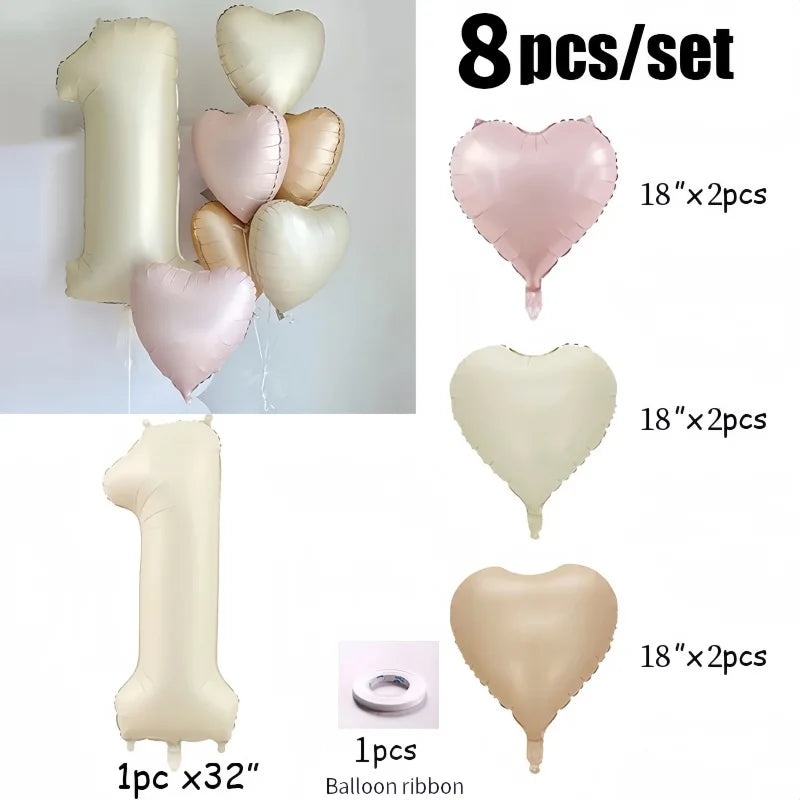 CHUYUN Happy Birthday Zahlenfolie Ballons - 8er Creme 40cm