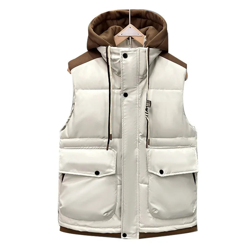 Fujian Herren-Weste abnehmbar Kapuze - Baumwolle, warm, L