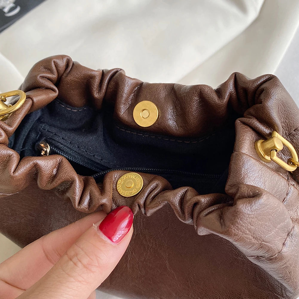 Women Crossbody Tote Bag PU Leather Pleatd Hobo Bag Versatile Messenger Bag Satchel Sling Bag Girl Stylish Purse