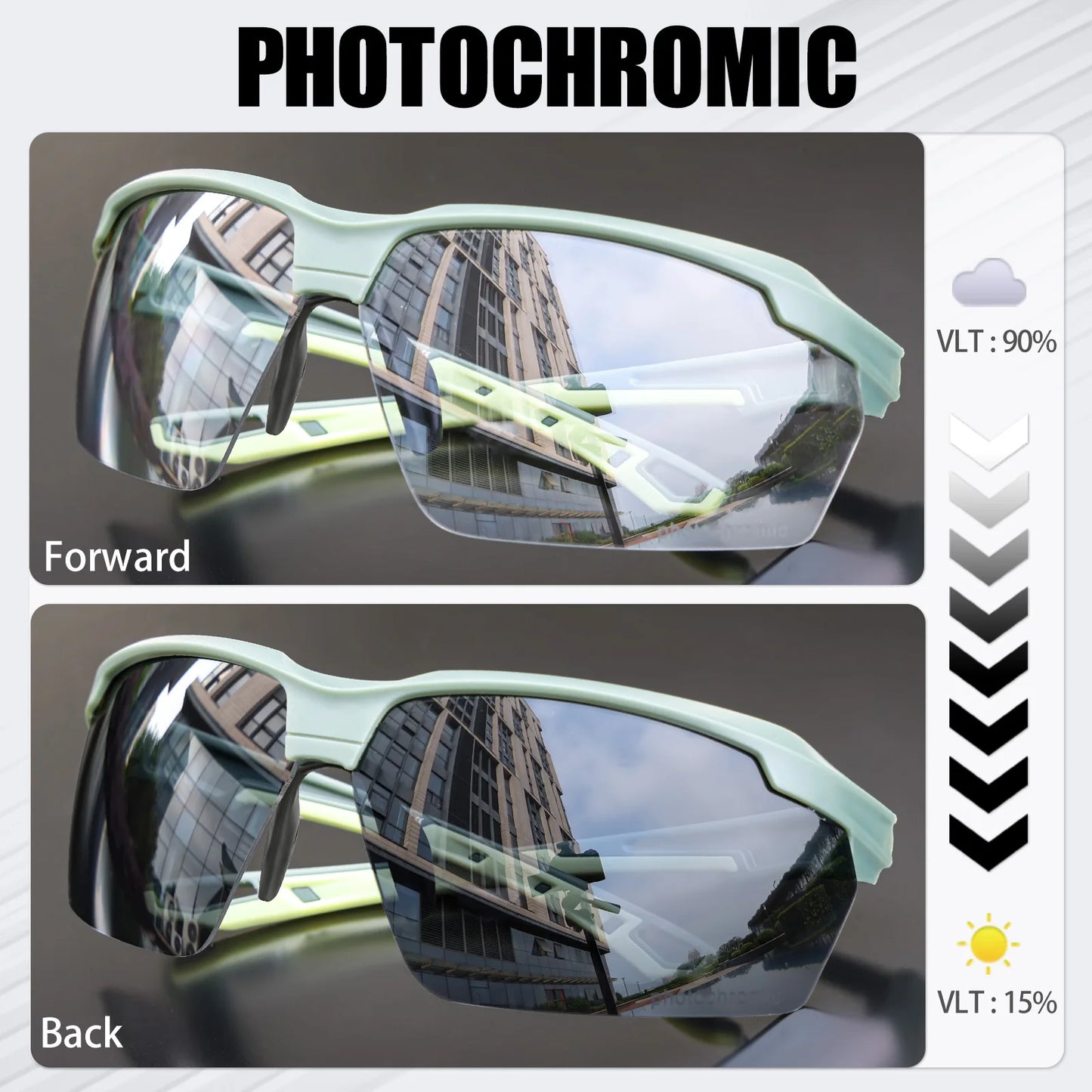 SCVCN Photochromic Cycling Glasses Men MTB Cycling Sunglasses Women Road Bike Eyewear UV400 Outdoor Sports Running Glasses
