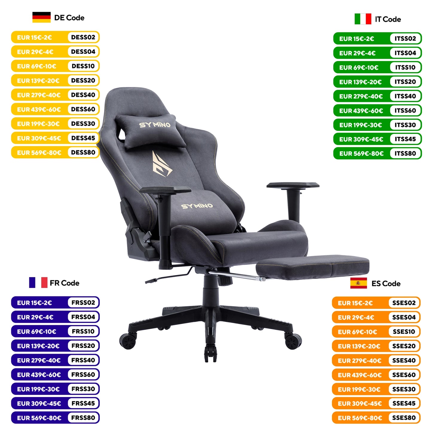 Gaming-Stuhl 2025: Symino Gaming Chair Ergonomic Gamer Chair Footrest - Breathable PC Chair Adjustable Lumbar Cushion Headrest Collection