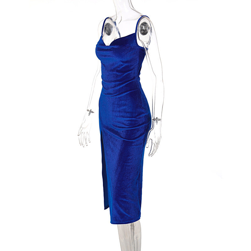 Hirigin Abendkleid Samt Bodycon - Mini Schulterfrei Slim