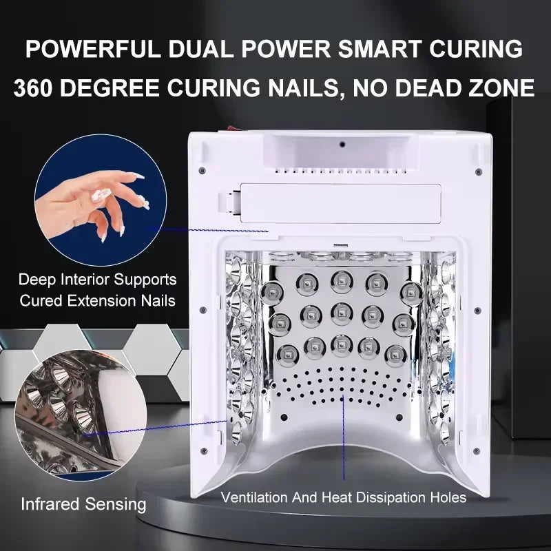 SN497 UV LED Nageltrockner 128W Kabellos - 45 LEDs, Akku