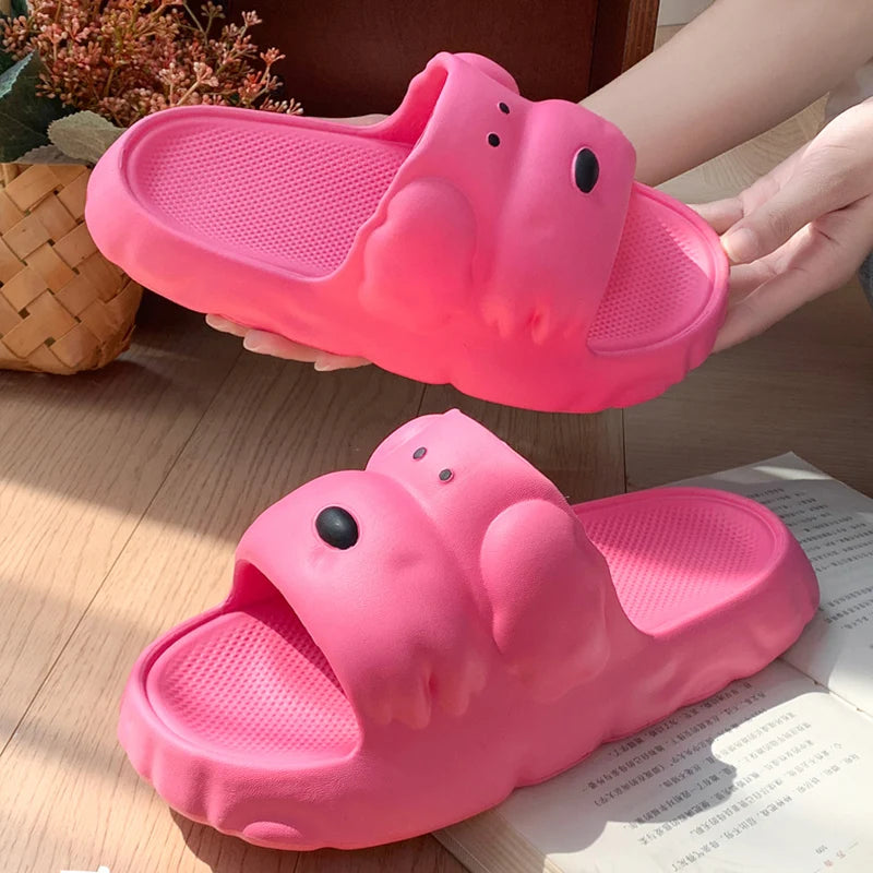 New Cartoon Summer Beach Slippers for Women Thick Sole Anti Slip Bathroom Home Slippers Woman Lightweight Soft EVA Flip Flops