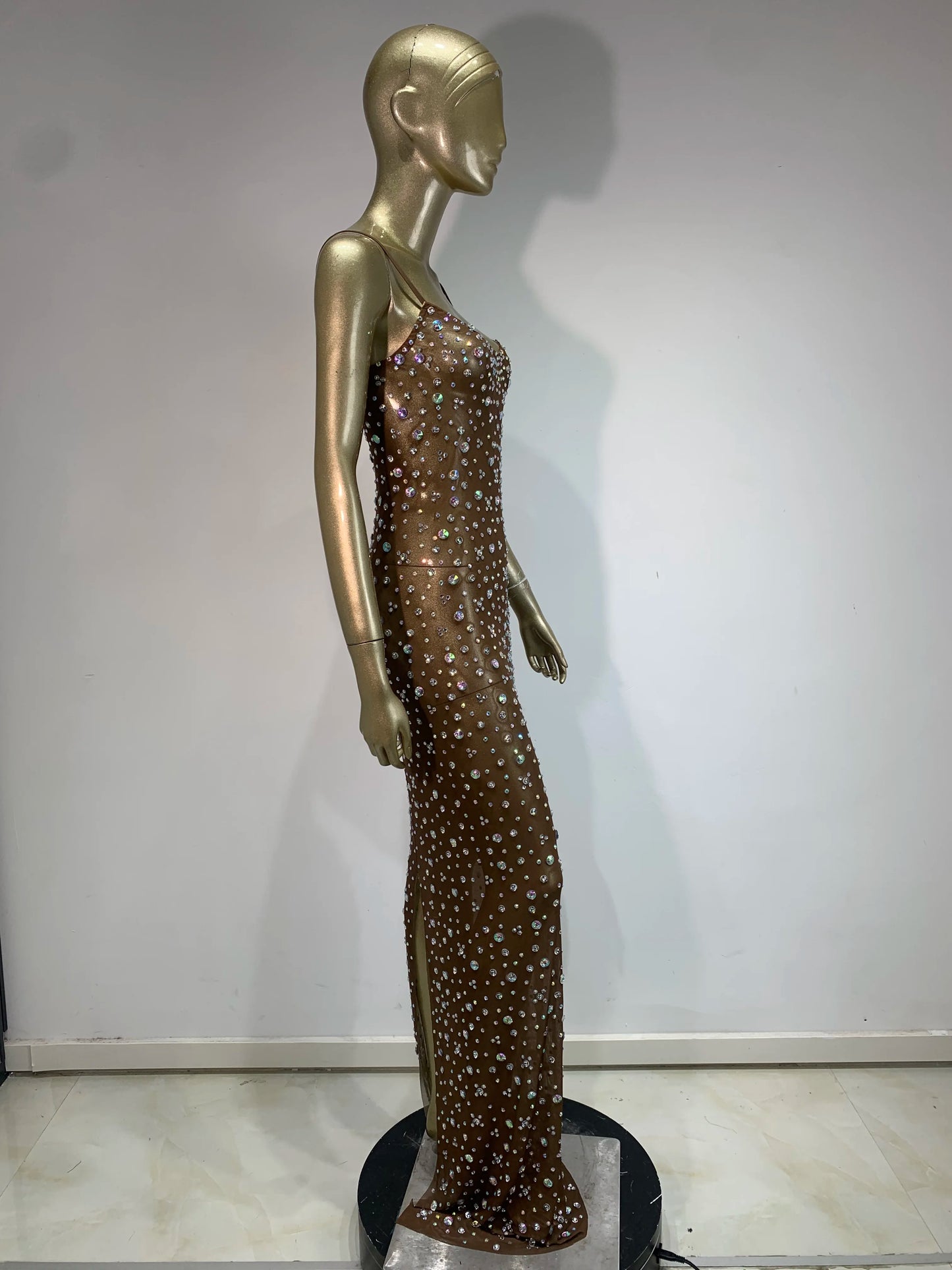 Aurelia Elegantes Kleid Transparent - Strass Ärmellos S