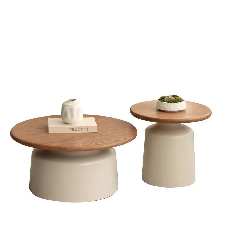 Creamy Wind Apartment Coffee Table Living Room Household Small Apartment Simplicity Iron Round Homestay Coffee Table Furniture