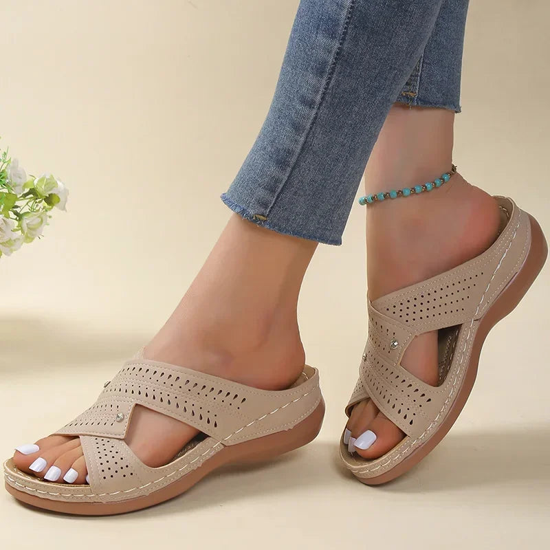 Sandals Women  Summer Shoes Women Elegant Low Heels Sandals Summer Slippers Zapatos Mujer Wedge Heeled Sandals Female 2024