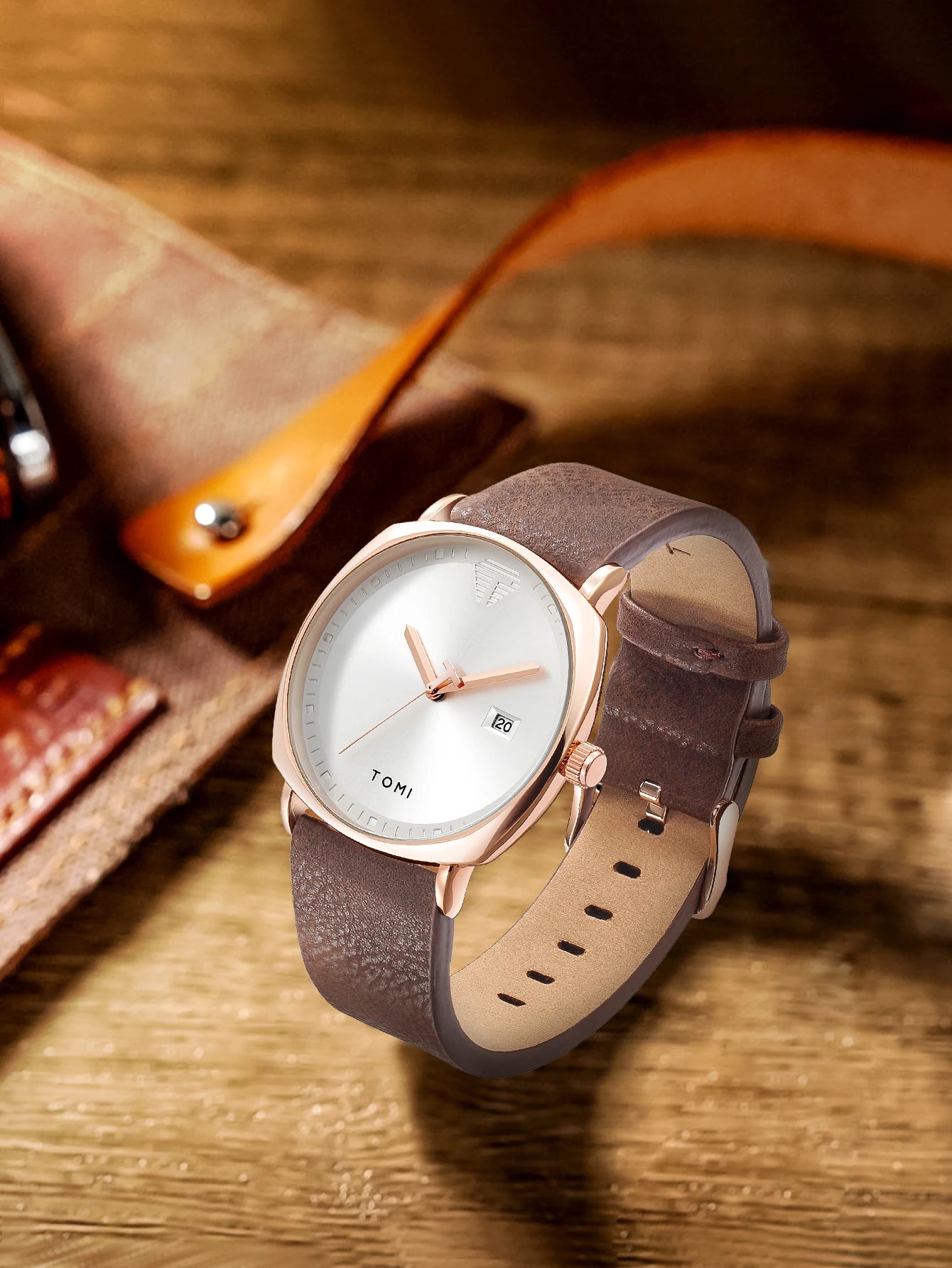 TOMI Men's Watch Minimalist Fashion Sports Watch Calendar Leather Casual Quartz Watch