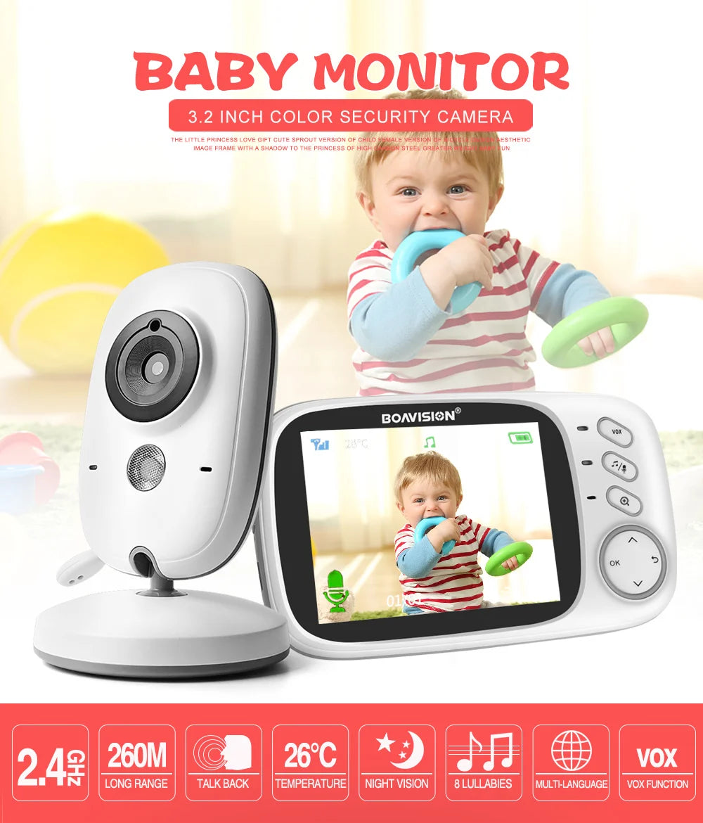 VB603 Video Baby Monitor 2.4G Drahtlos Mit 3.2 Zoll LCD 2 Weg Audio Sprechen Nachtsicht Überwachung Sicherheit Kamera Babysitter