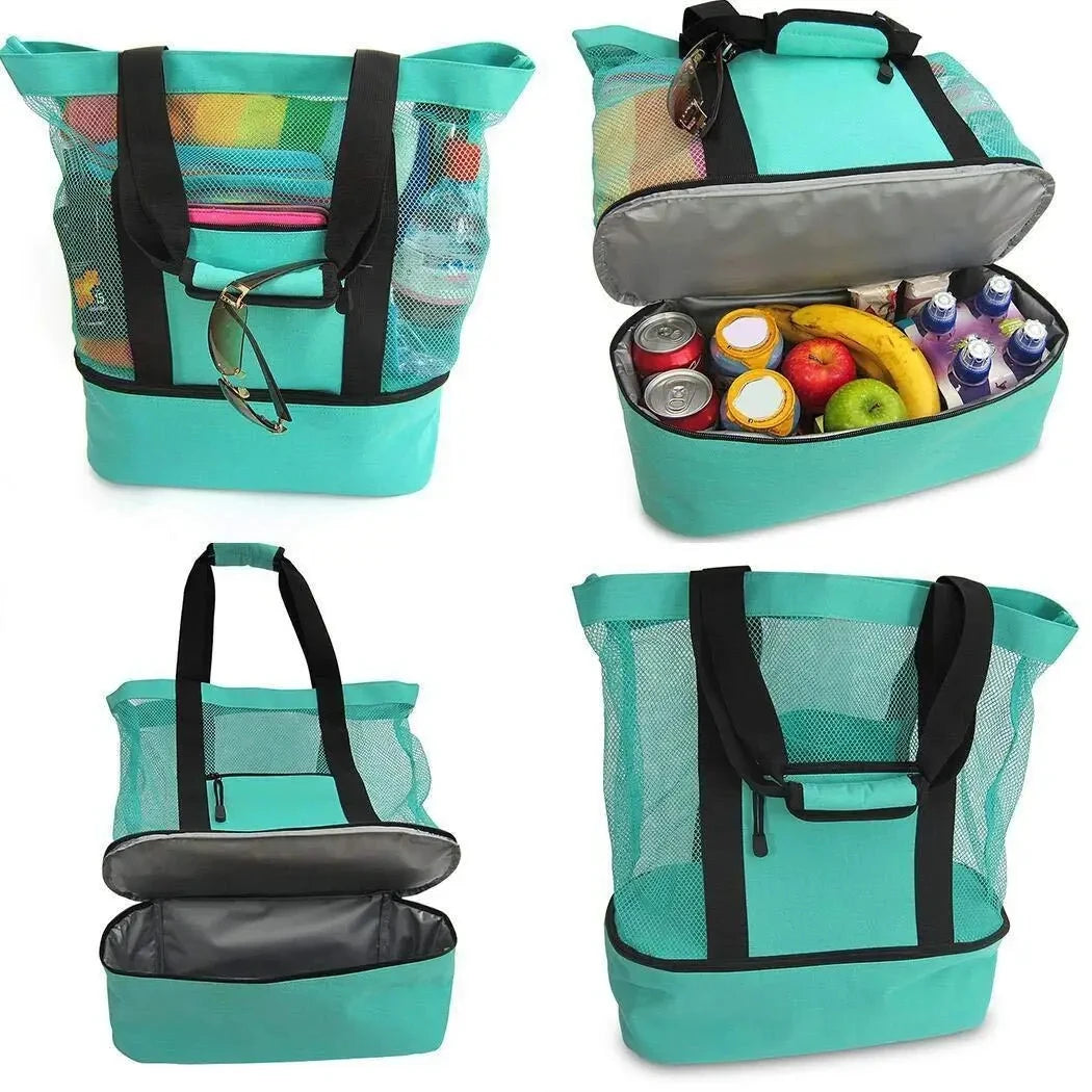 Women Swimming Beach Mesh Bag Ladies Shoulder Bag Large-capacity Travel Portable Storage Bag Multifunction Handbag