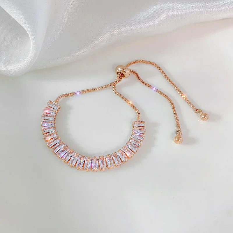 Luxus Klassisch Voller Strass 18K Gold Plattiert Armbänder Für Frauen Funkelnd Einfach Zirkon Armbänder Schmuck Geburtstag Geschenke