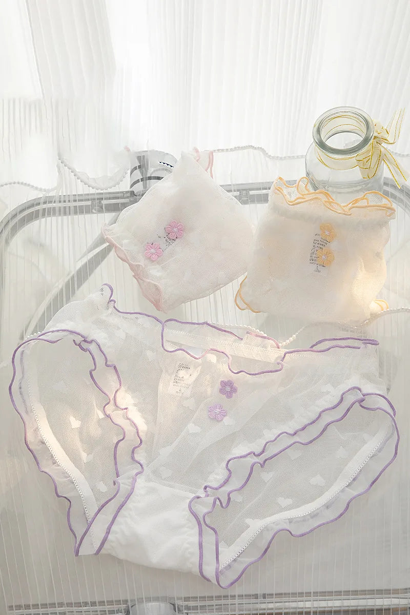 L-XL Women's Underwear Panty elegant Lace Panties Girls' Flower Comfort Briefs Middle Waist Seamless Underpants Female Lingerie