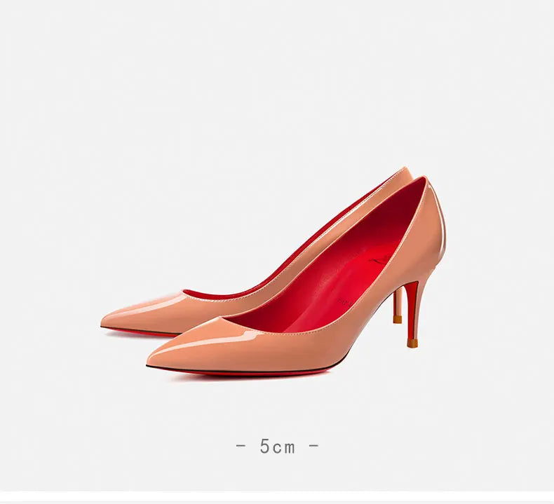 elegant woman heeled shoes 2024 trend luxury Brand Women High Heels Red Shiny Bottoms shallow Pumps Pointed Toe elegant Women 12cm