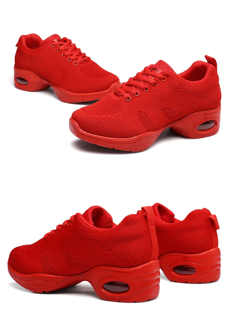 Sneakers Dance Shoes For Women Flying Woven Mesh Comfortable Modern Jazz Dancing Shoes Girls Ladies Outdoor Sports Shoes