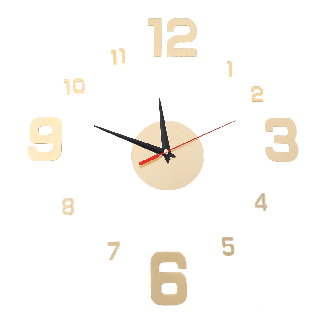 Combination 3D Spiegeluhr - Groß Selbstklebend Rahmenlos