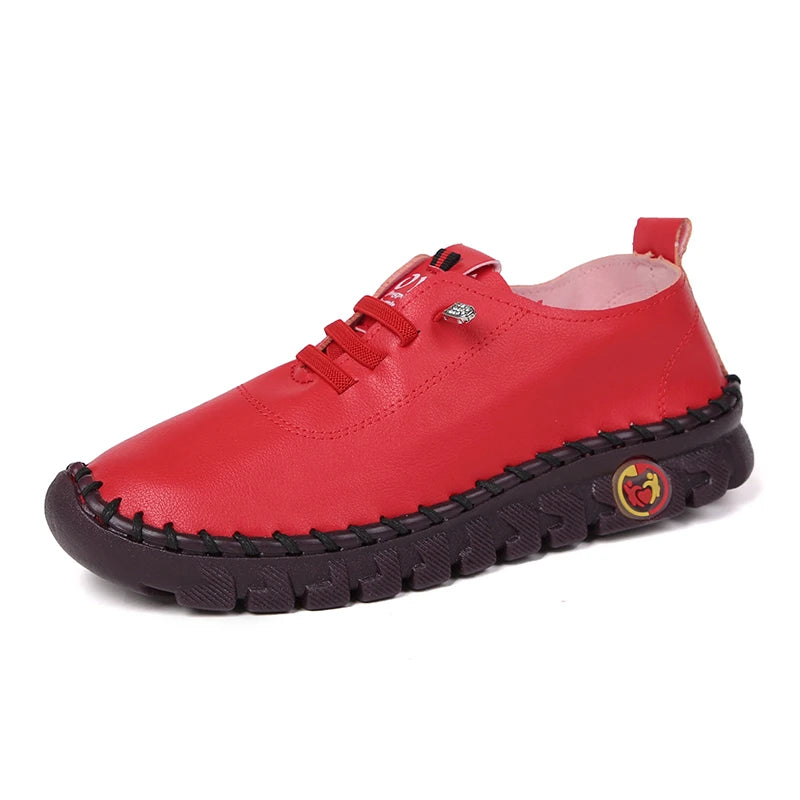 Sneakers Women Shoes Loafers Lace Up Leather Flat New Spring Ladies Casual Shoes Outdoor Travel and Walking Women Shoes