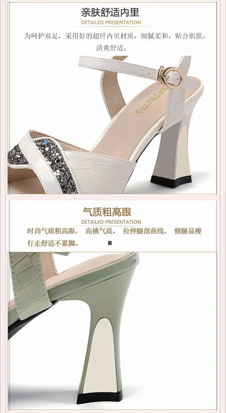 Elegant Sandals Ladies 2023 Shoes for Women Sandals Summer 2023 Peep Toe Dress Bling High Heels Sandals Female Fashion elegant Shoe