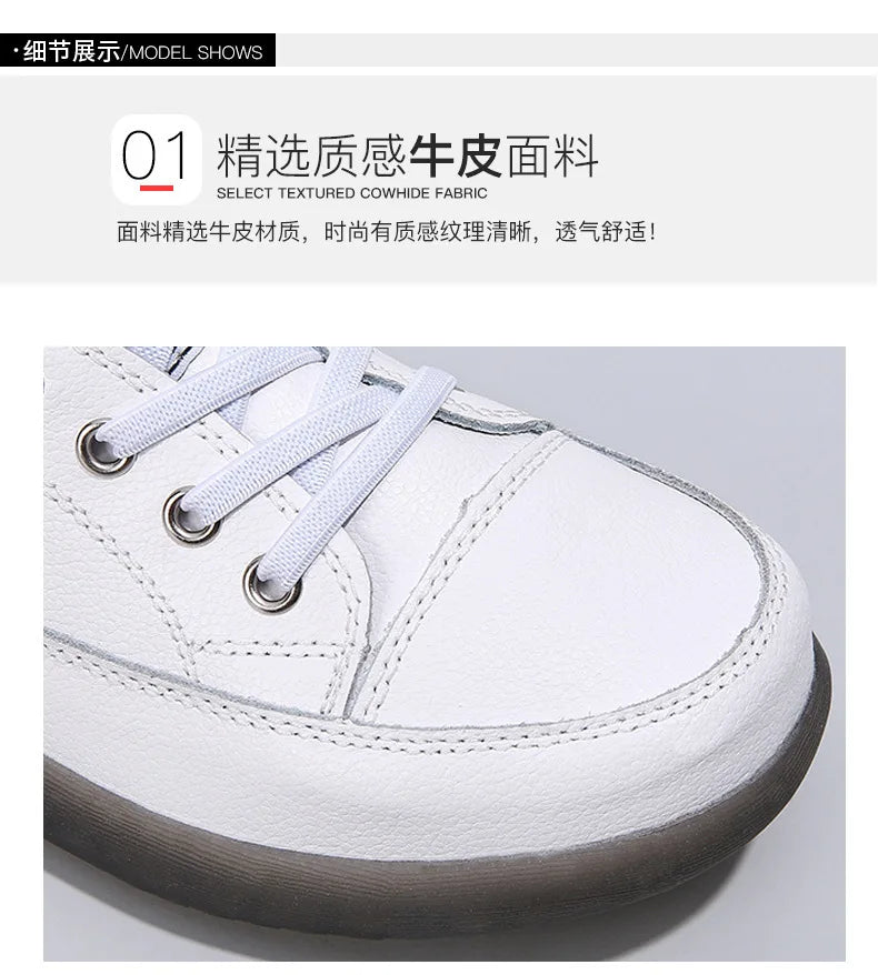 Ladies Sneakers 2024 Spring Genuine Leather Casual Walking Shoes Women Fashion Summer Flats Youth Girl Student Jogging Trainers