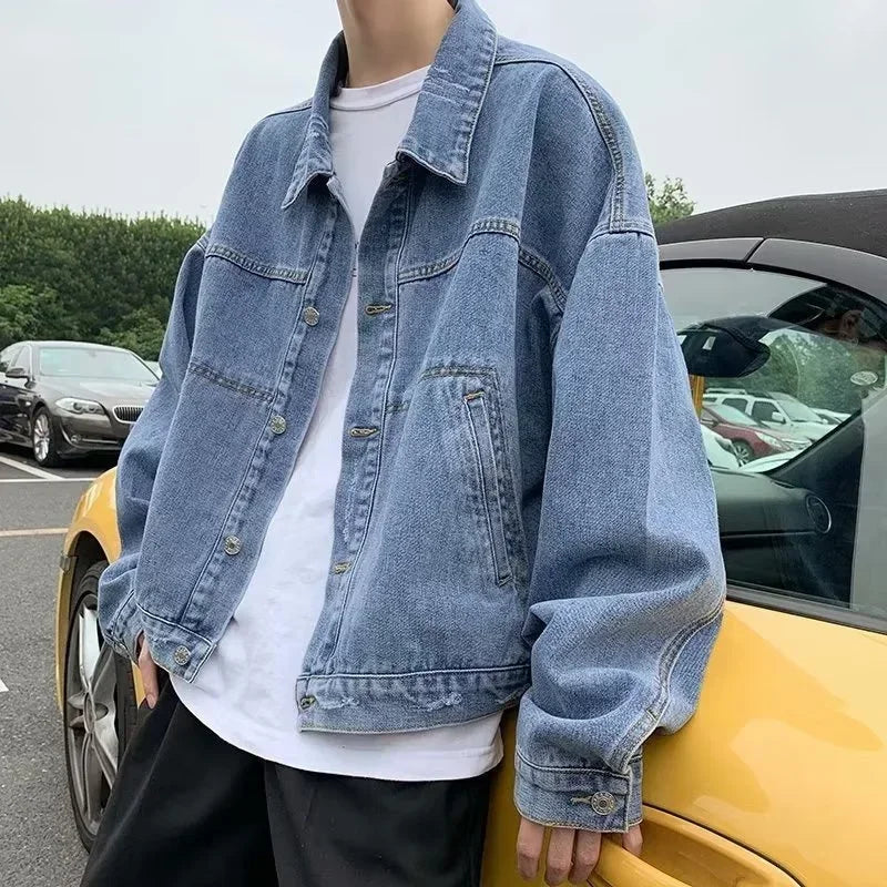 Bakorobaty Jeansjacke Einreihig Retro Locker - Blau Regular