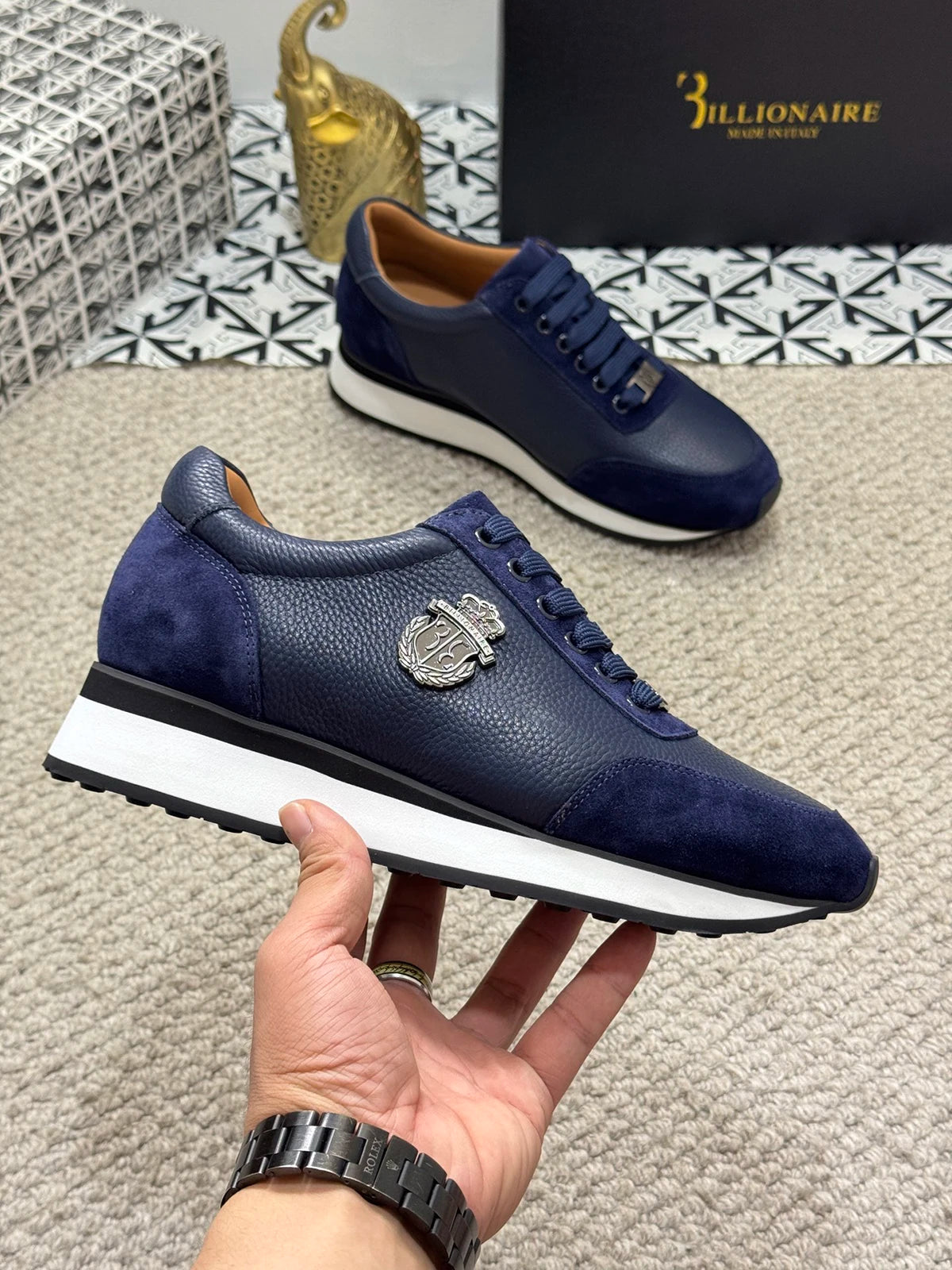 BLSK CPRT Slip On Sneaker Stickerei Design - Größe 39-45, Rindsleder Innenfutter, Gummisohle