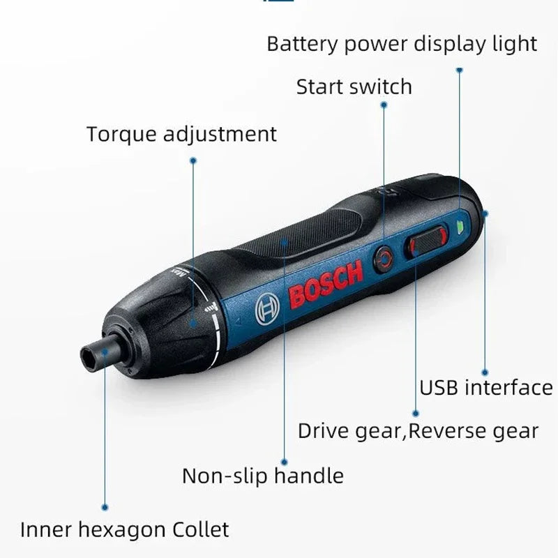 Bosch GO 3 /GO2 Cordless Screwdriver 3.6V Rechargeable Electric Screw Driver Multi-Function Drill Repairing Power Tools Kit GO 2