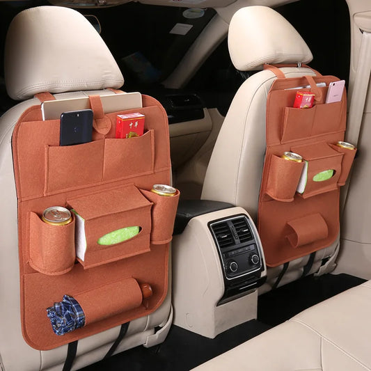 Universal Car Back Seat Storage Bag Organizer Trunk Elastic Felt Storage Bag 6 Pockets Organizer Hanging Car Accessories 40*56CM