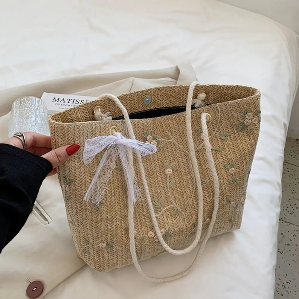 Beach Woven Large Capacity Tote Shoulder Bag Handbags Straw Bags