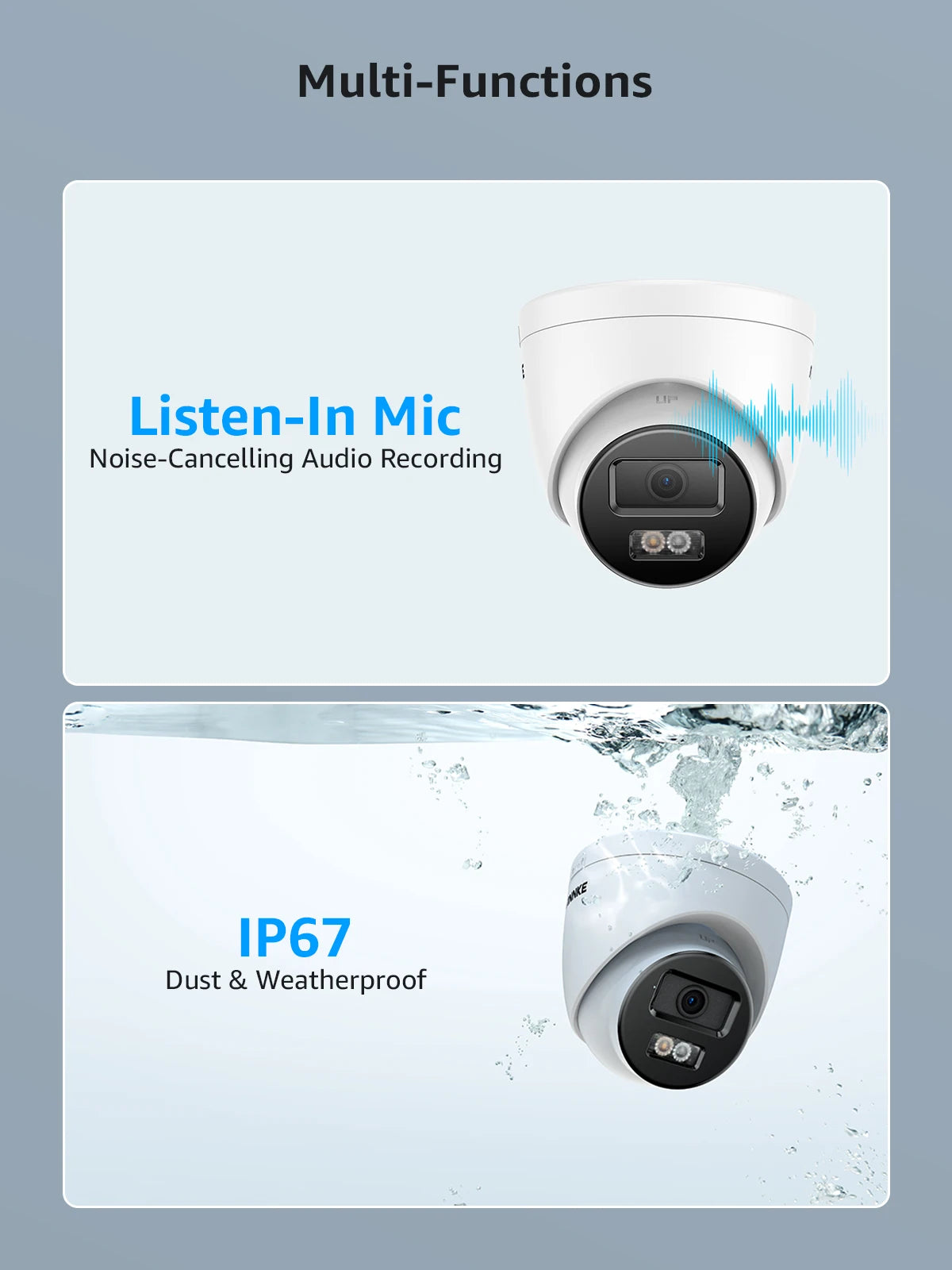 Annke 8MP HD IP Security Camera Poe 4K Dual Light Audio Fixed Camera Human Vehicle Detection 256G SD Storage ONVIF IP67