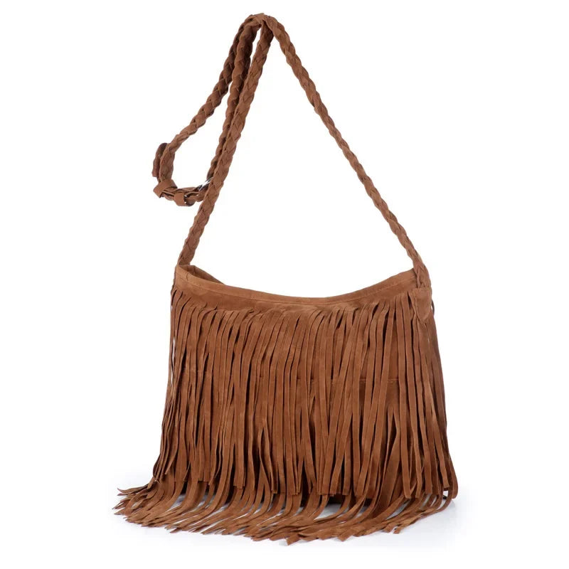 Luxus Crossbody Quasten - Einfarbig Handyfach 25x15cm