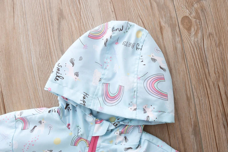 Jachetă pentru copii 2025: Curcubeu-Unicorn cu glugă și fermoar - Colecția de îmbrăcăminte pentru copii