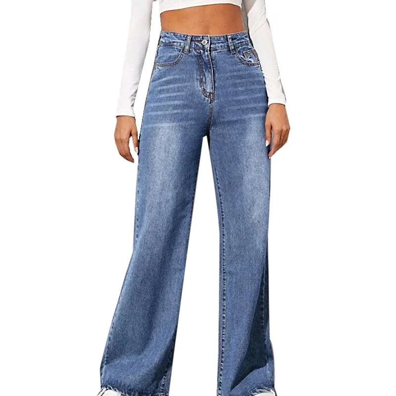 Fionago Hochtaillierte Jeans - Baumwolle Stretch Weit