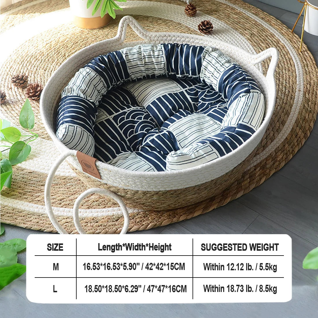 Cat Bed House Dog Kennel Rattan Straw Plaited Kitten Cushion Basket Tent Scratching Board Ball Puppy Nest Mat Indoor Pet Supply