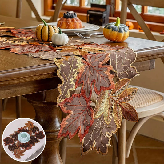 HubeiCraft Ahornblatt Tischläufer - Mehrfarbig Lang 220 cm