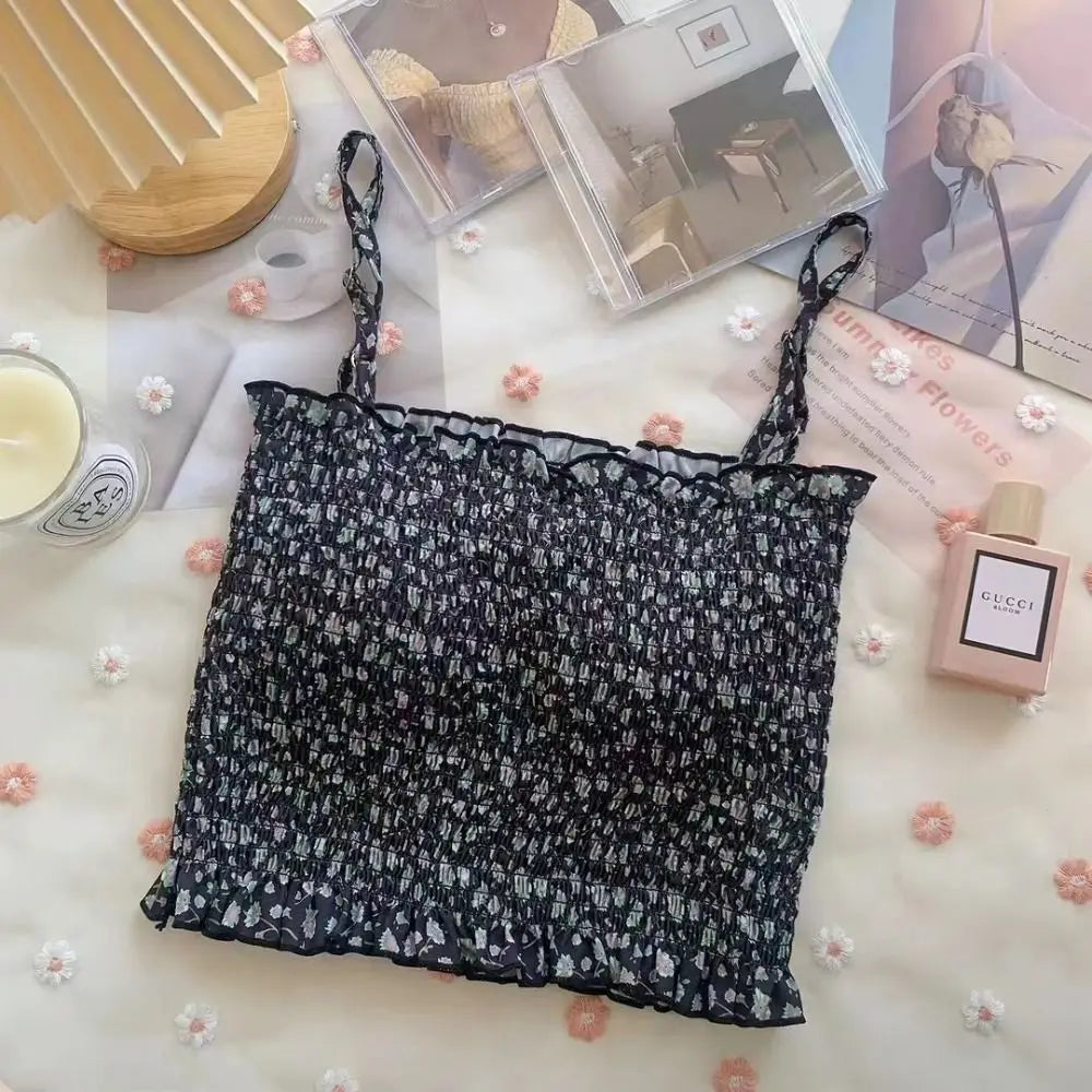 Maiou de damă 2025 - Camizolă din dantelă cu imprimeu floral și absorbante integrate pentru sutien