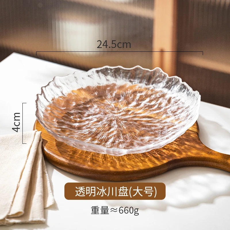 Luxus Glas Geschirr Set Haushalt Küche Zubehör Teller Und Schüssel Modern Hohe Beauty Dessert Schüssel Dim Sum Snack Teller