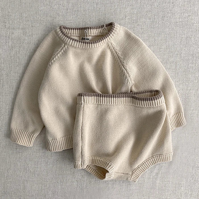 KoreanKnit BabySet Langarm - Größe 1-3J, Gestrickt, Shorts