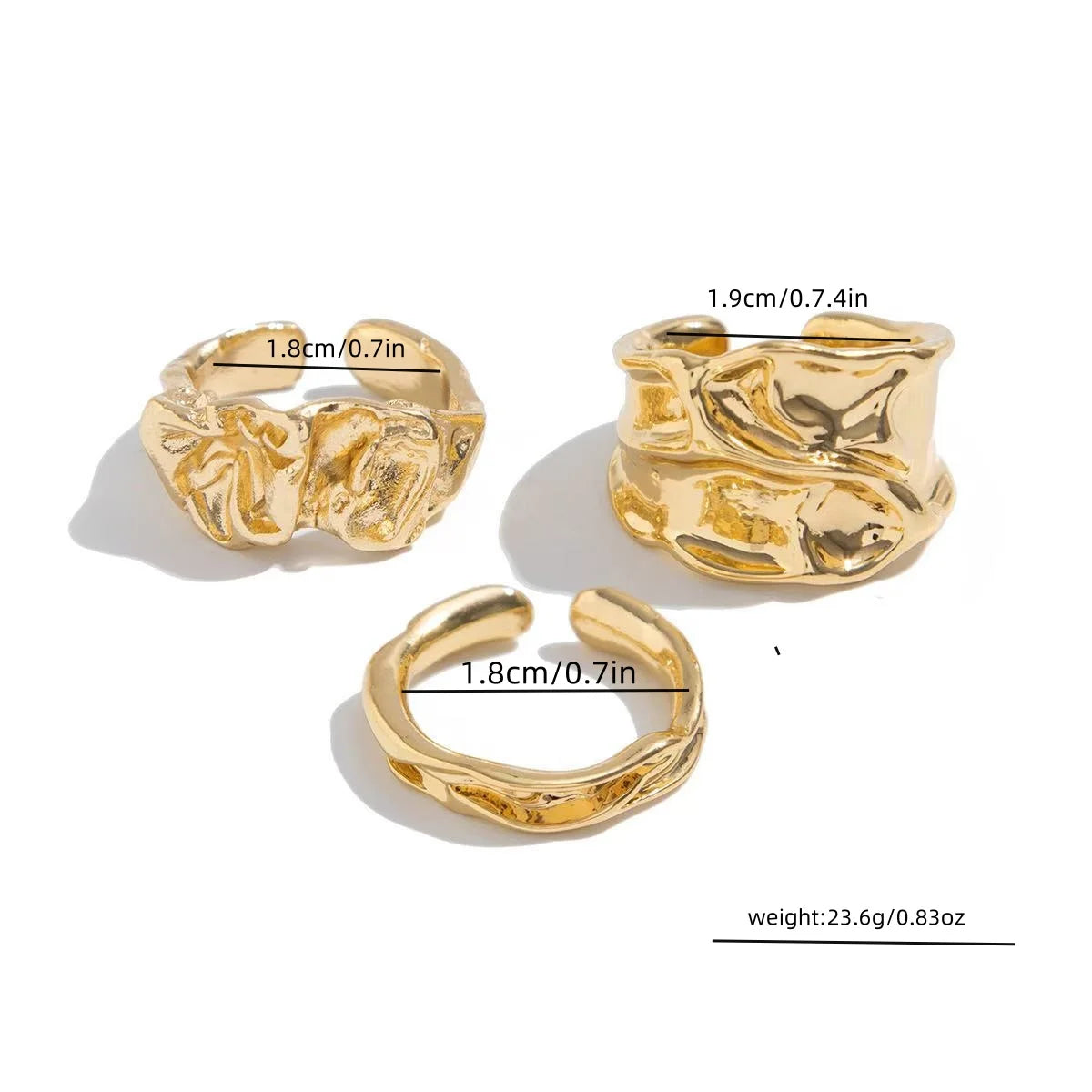 Zhejiang J020050 Geometrischer Ring - Offen 3 Stk, Zink