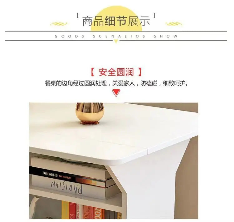 Modern Klappbar Esstisch Mit Aufbewahrung Regale Beweglich Küche Insel Schrank Massivholz Spanplatte Für Kleine Räume