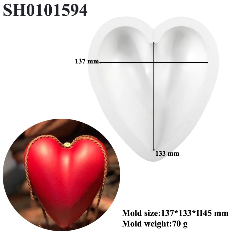 Romantic Heart or Rose Design Silicone Cake Molds Valentine's Day Mousse Cake Mold Kitchen Bakeware Dessert Decorating Tools